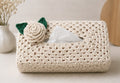 Cream & Green Crochet Tissue Box Cover