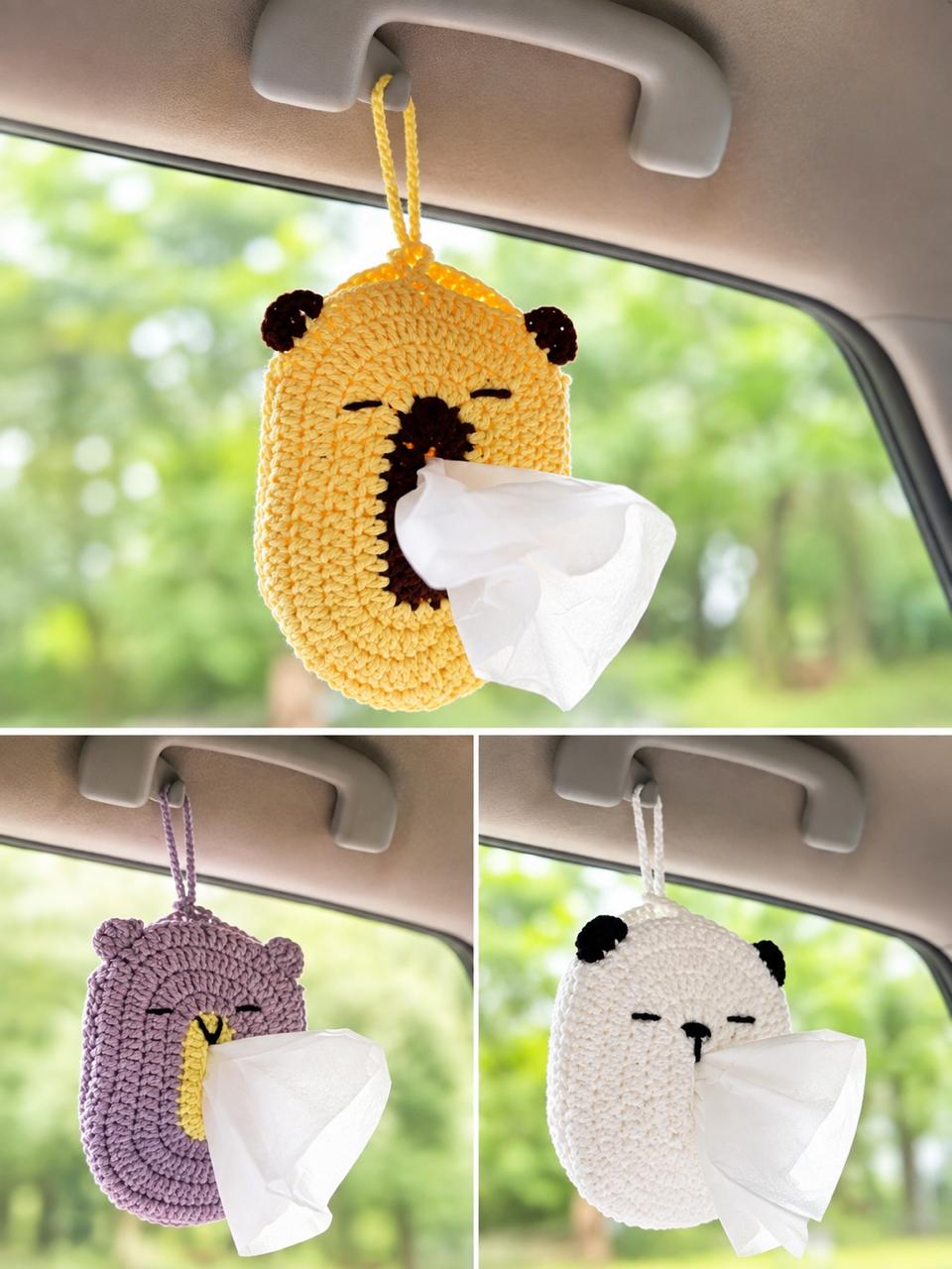 Crochet Car Bear Tissue Holder