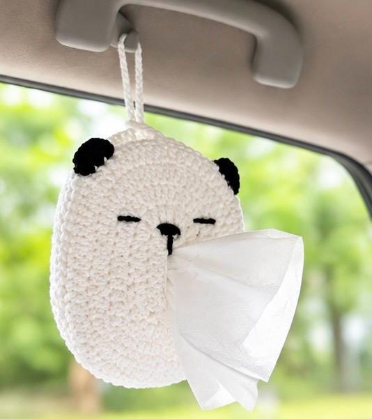 Crochet Car Bear Tissue Holder