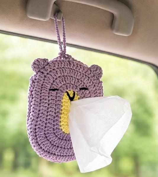 Crochet Car Bear Tissue Holder