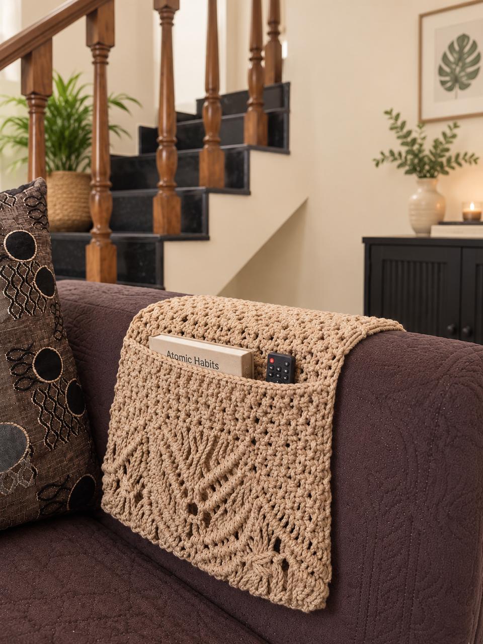 Macrame Sofa Armrest Caddy