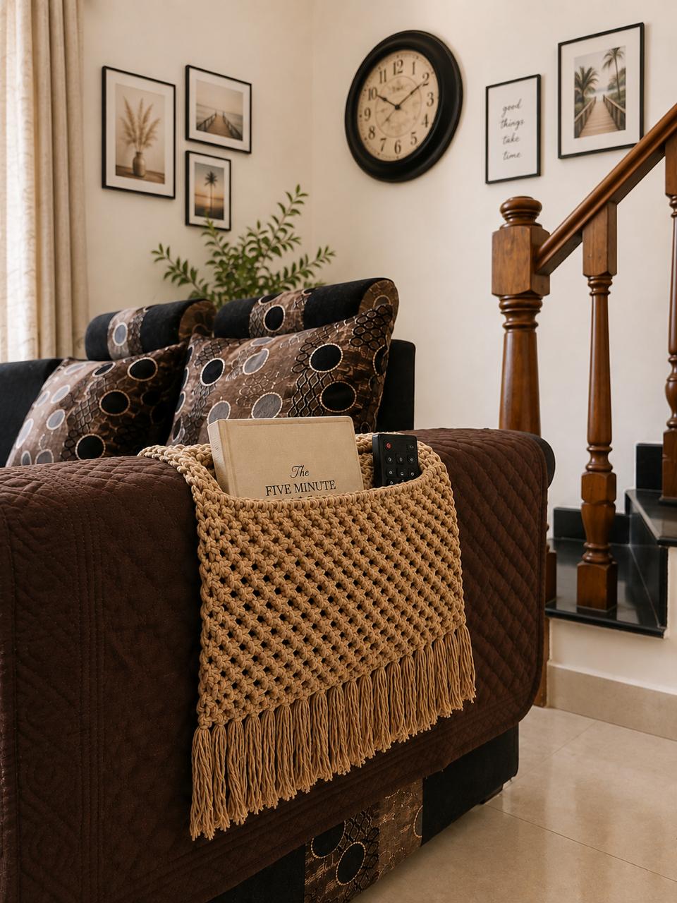 Macrame Sofa Armrest Caddy