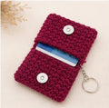 Wine Crochet Card Holder Keychain