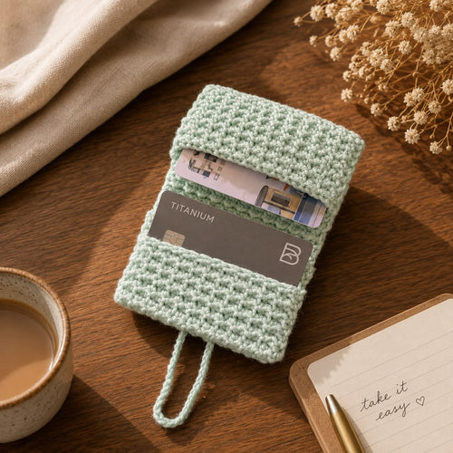 Mint Green Crochet Card Holder