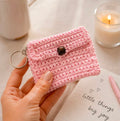 Pink Crochet Coin Purse Keychain