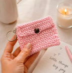 Pink Crochet Coin Purse Keychain