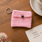 Pink Crochet Coin Purse Keychain