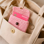 Pink Crochet Coin Purse Keychain