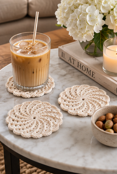 Soft Spiral Crochet Coasters