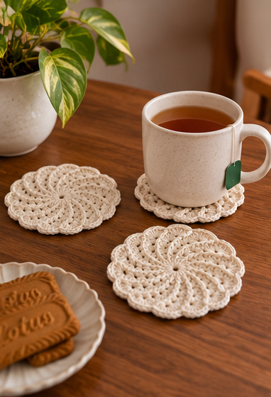 Soft Spiral Crochet Coasters