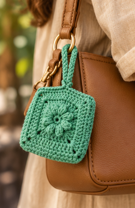 Mint Green Crochet AirPods Pouch