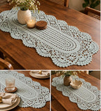 Sage Blue Crochet Table Runner