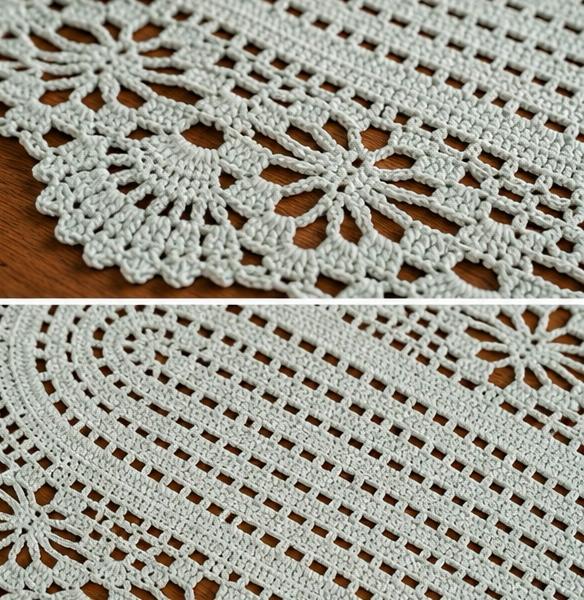 Sage Blue Crochet Table Runner