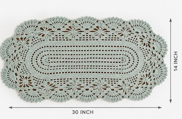 Sage Blue Crochet Table Runner