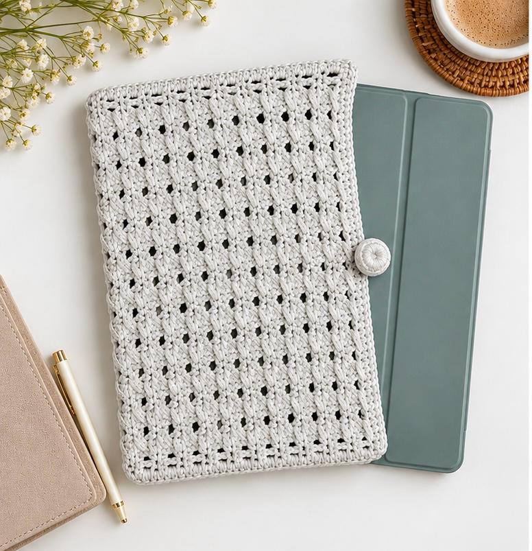 Sage Blue Crochet 10" Tablet Sleeve