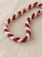 Beige & Burgundy Crochet Shoulder Bag