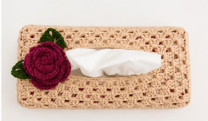 beige-handmade-crochet-tissue-box-cover-with-burgundy-rose